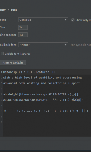 datagrip字体设置推荐